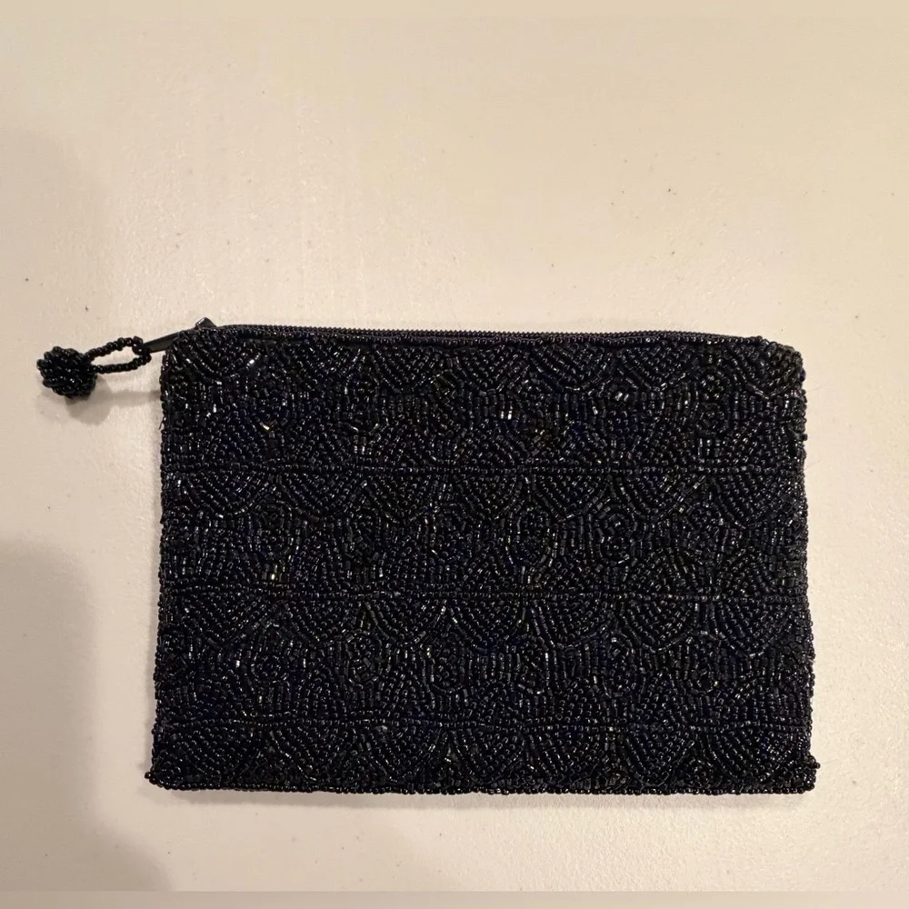 Women’s small beaded black bag